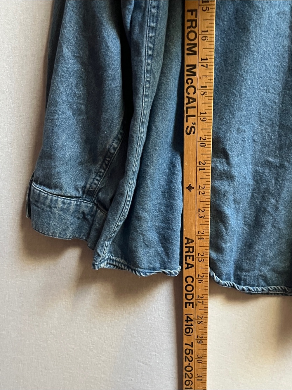 PS Casual Vintage Blue Christmas Stockings Embroidered Denim Shirt Size 1X - Picture 3 of 9